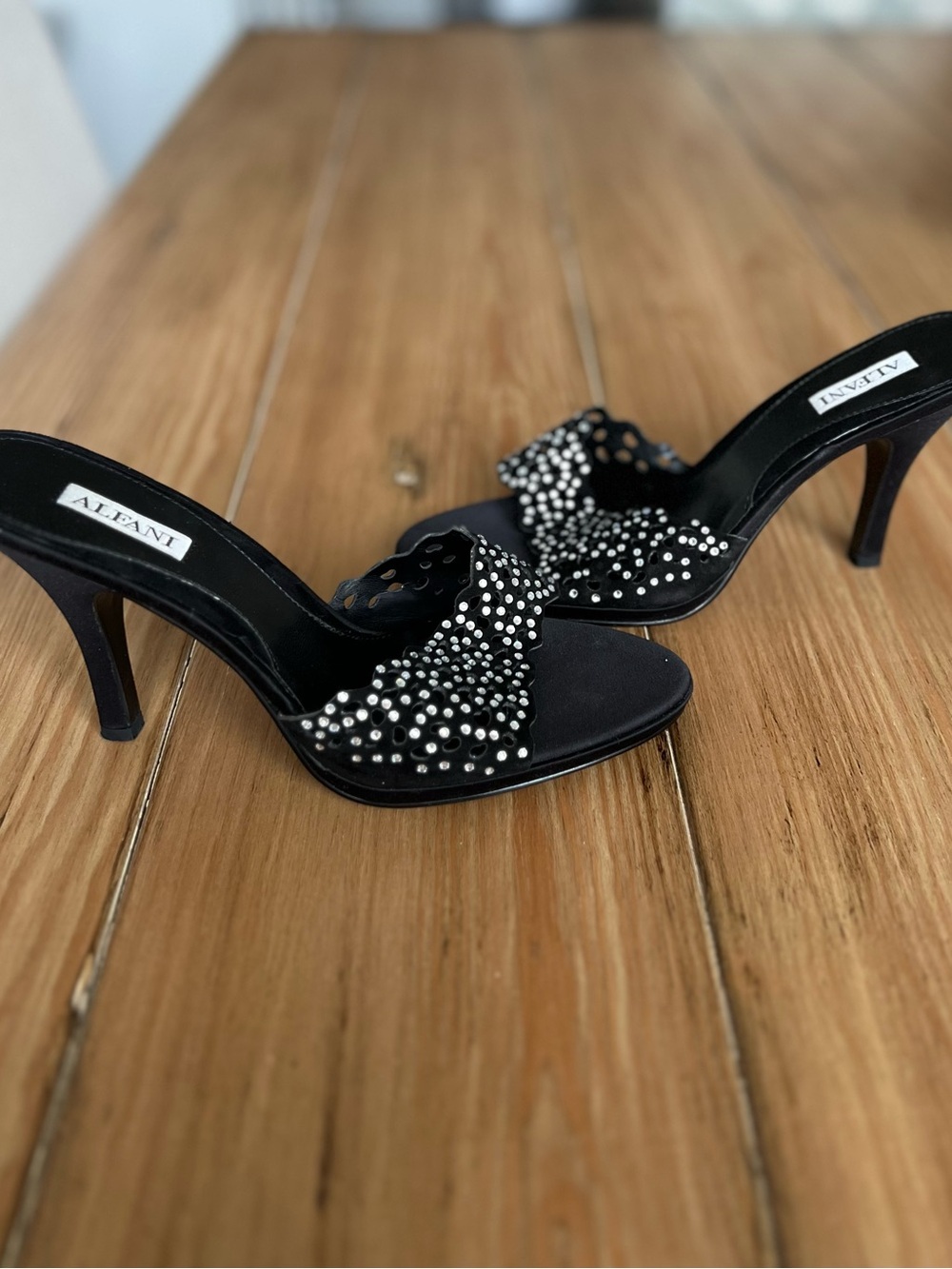 Women’s Alfani Black Rhinestone Mules/Heels